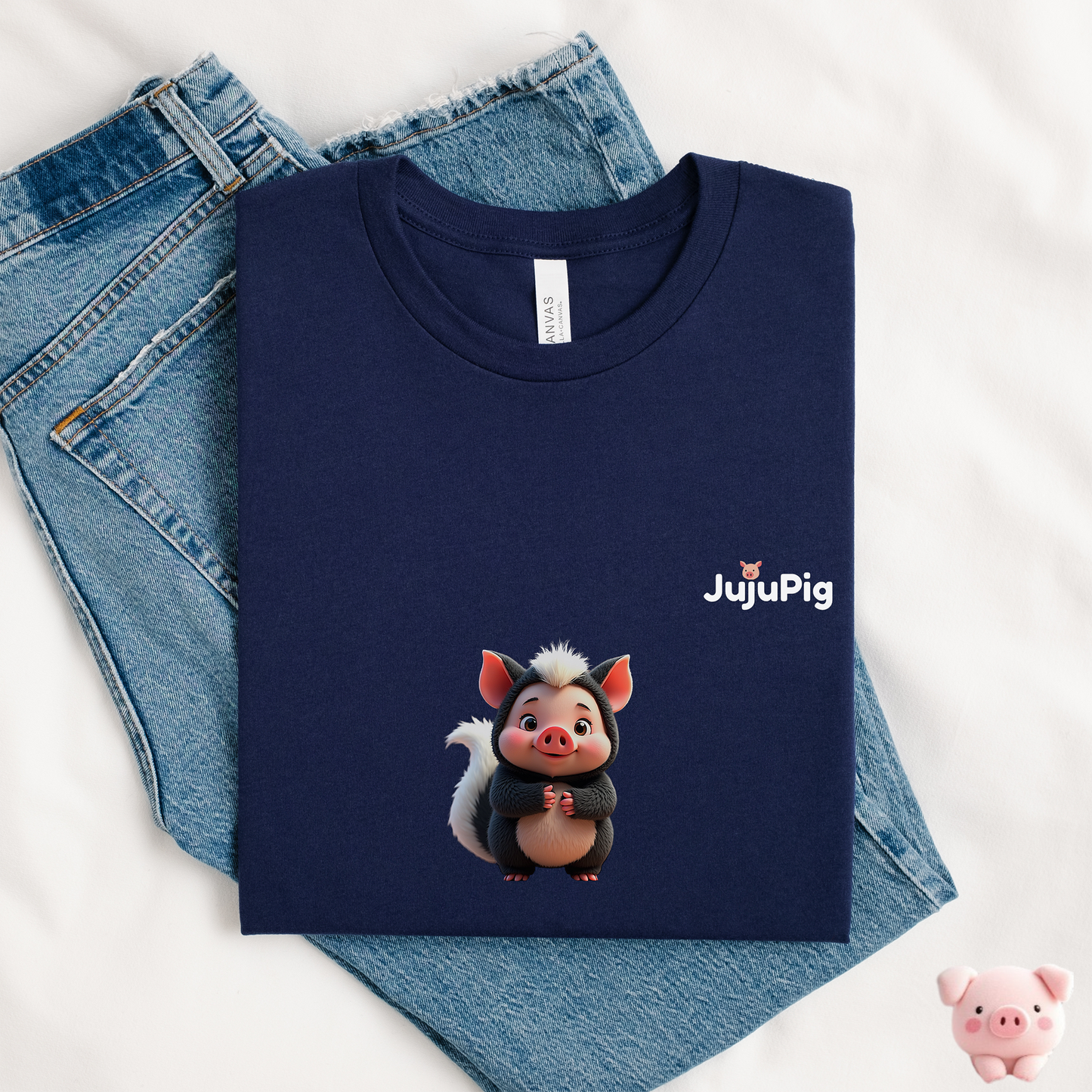 JujuPig Skunk - Adult Unisex Jersey T-shirt | Graphic Tee for Men & Women