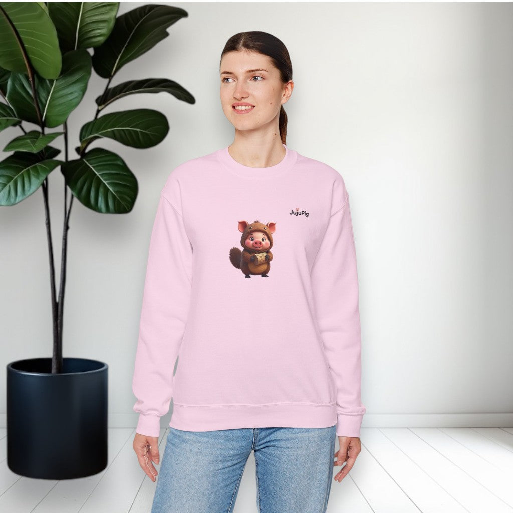 JujuPig Beaver - Adult Unisex Crewneck Sweatshirt | Graphic Sweatshirt for Men & Women