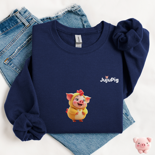 JujuPig Chicken - Adult Unisex Crewneck Sweatshirt | Graphic Sweatshirt for Men & Women