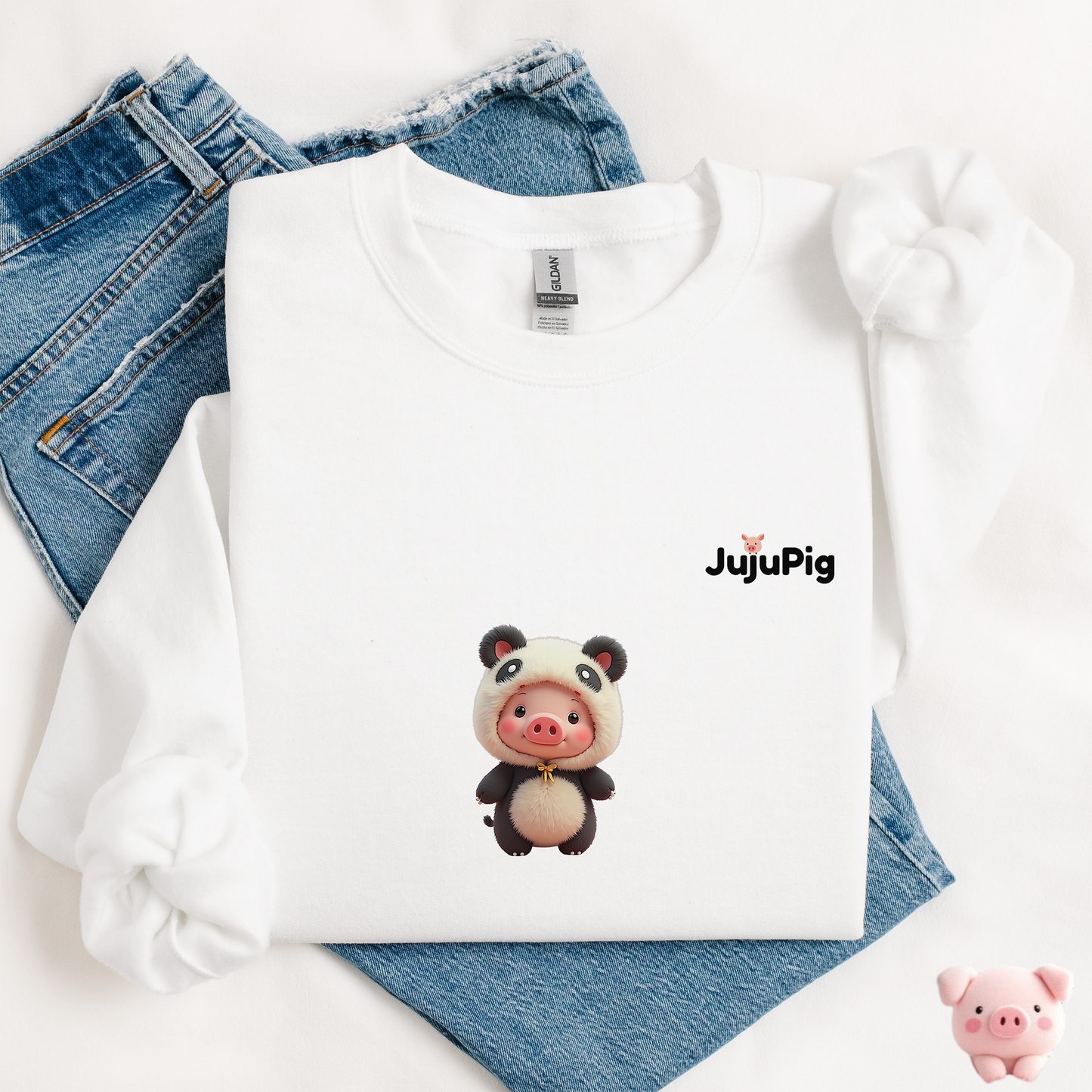JujuPig Panda - Adult Unisex Crewneck Sweatshirt | Graphic Sweatshirt for Men & Women