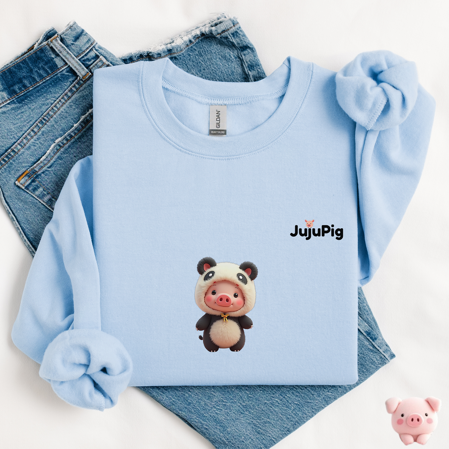 JujuPig Panda - Adult Unisex Crewneck Sweatshirt | Graphic Sweatshirt for Men & Women