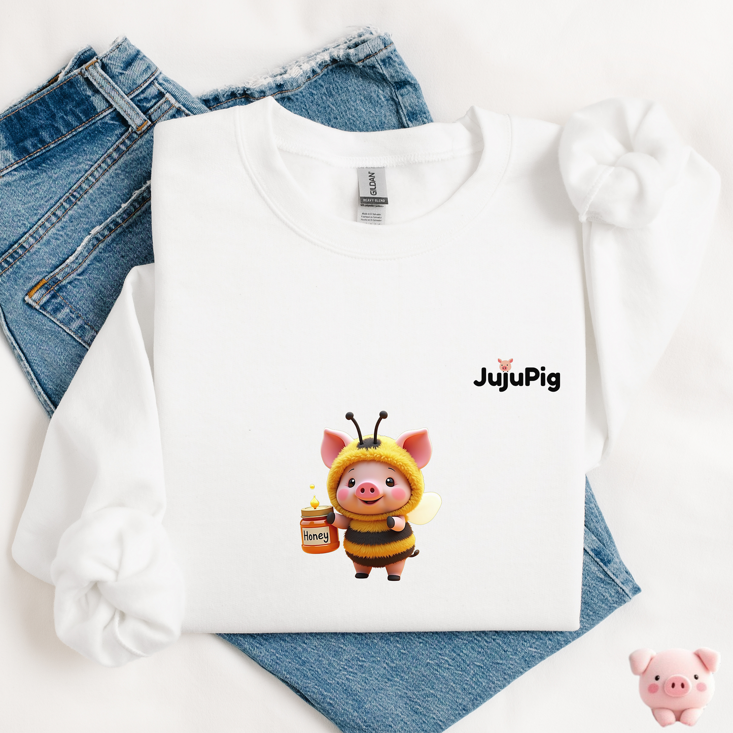 JujuPig Bumblebee - Adult Unisex Crewneck Sweatshirt | Graphic Sweatshirt for Men & Women
