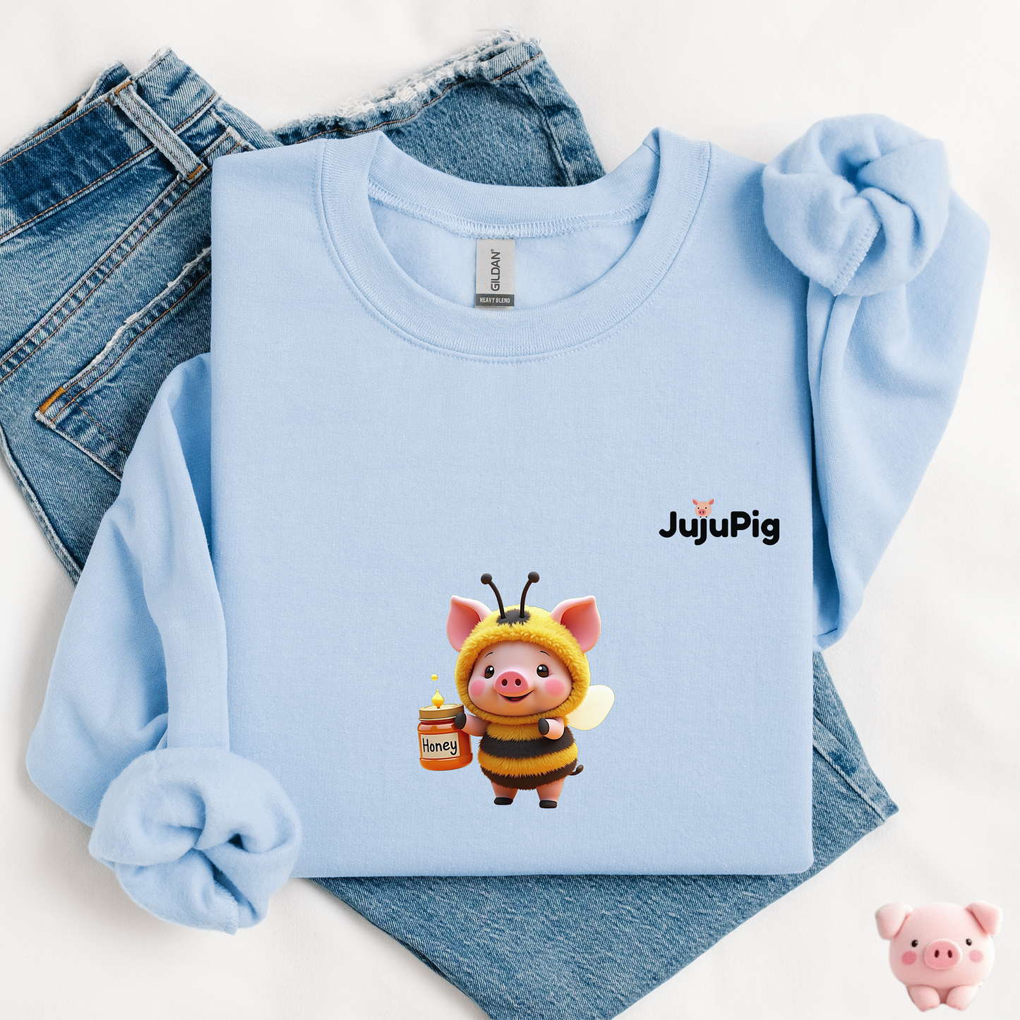 JujuPig Bumblebee - Adult Unisex Crewneck Sweatshirt | Graphic Sweatshirt for Men & Women