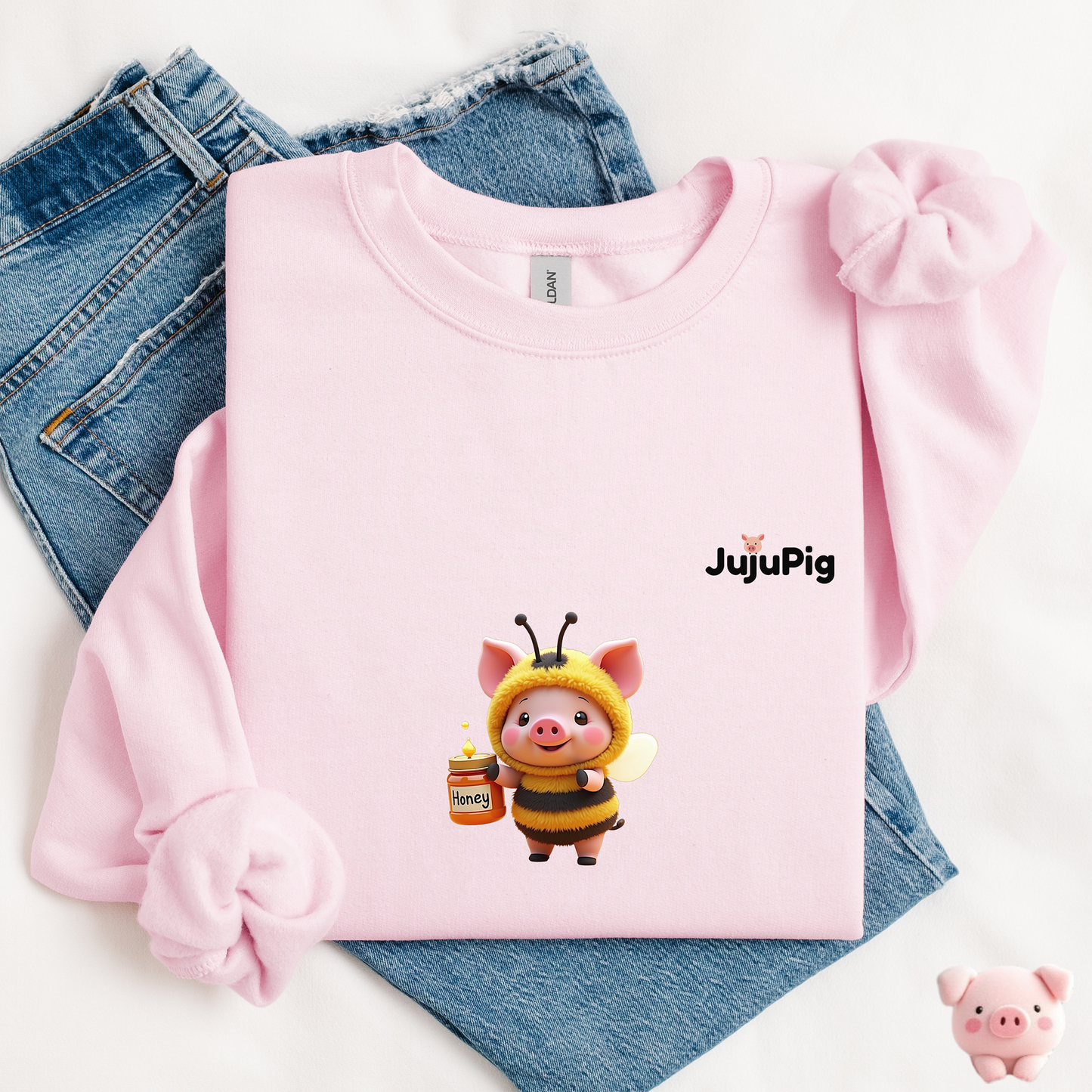 JujuPig Bumblebee - Adult Unisex Crewneck Sweatshirt | Graphic Sweatshirt for Men & Women