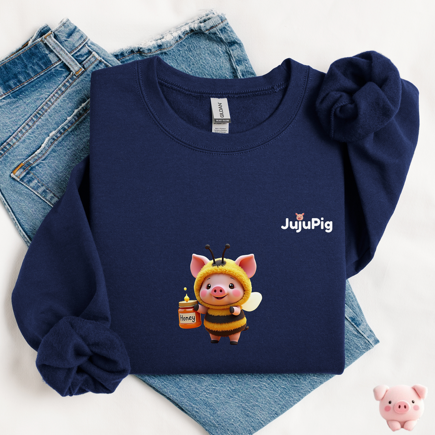 JujuPig Bumblebee - Adult Unisex Crewneck Sweatshirt | Graphic Sweatshirt for Men & Women