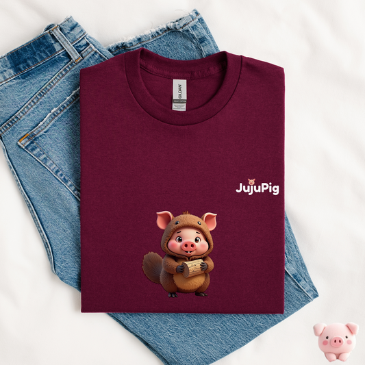 JujuPig Beaver - Kids Unisex Heavy Cotton T-shirt | Graphic Tee for Boys & Girl