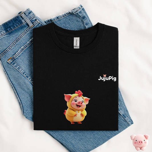 JujuPig Chicken - Kids Unisex Heavy Cotton T-shirt | Graphic Tee for Boys & Girl