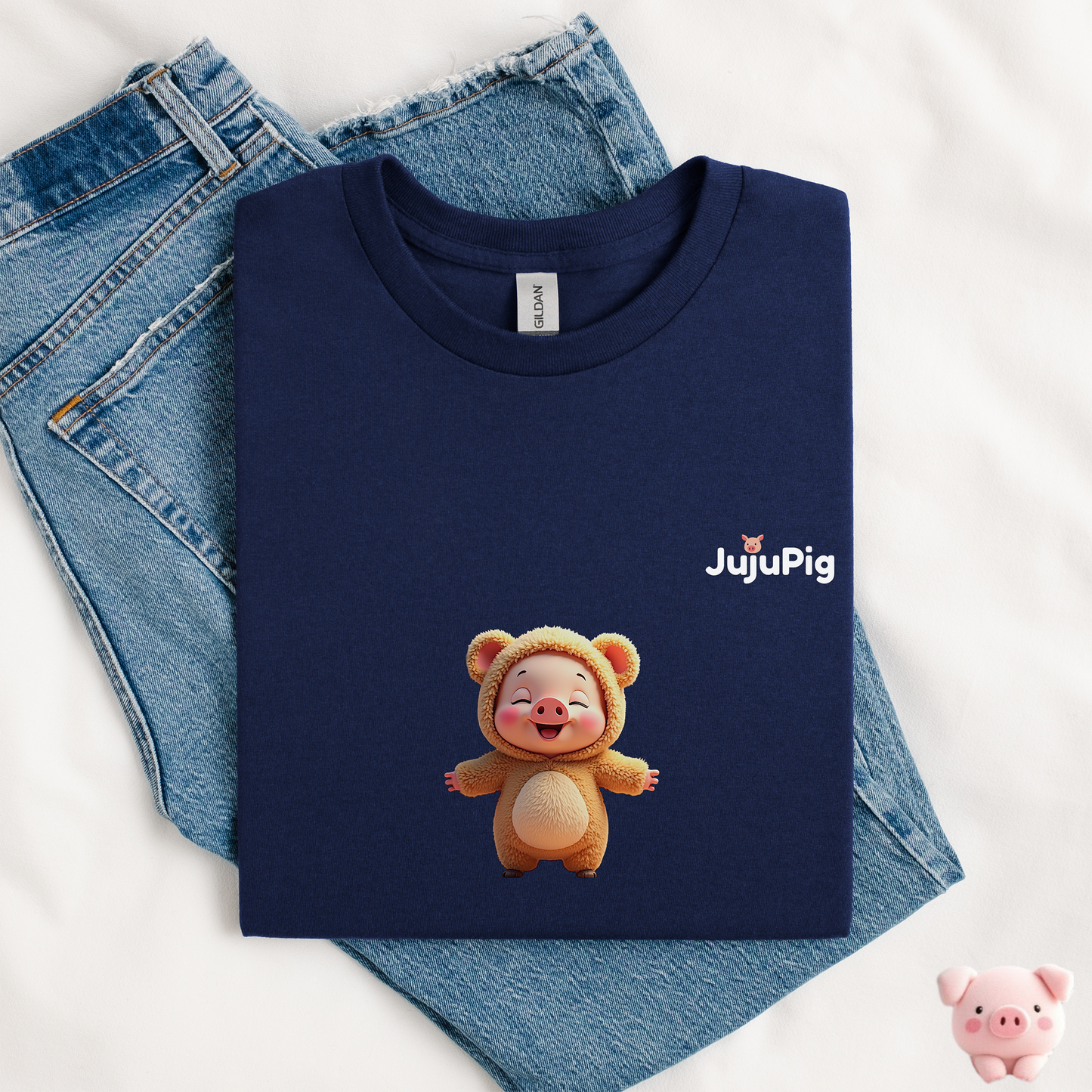 JujuPig Teddy Bear - Kids Unisex Heavy Cotton T-shirt | Graphic Tee for Boys & Girl