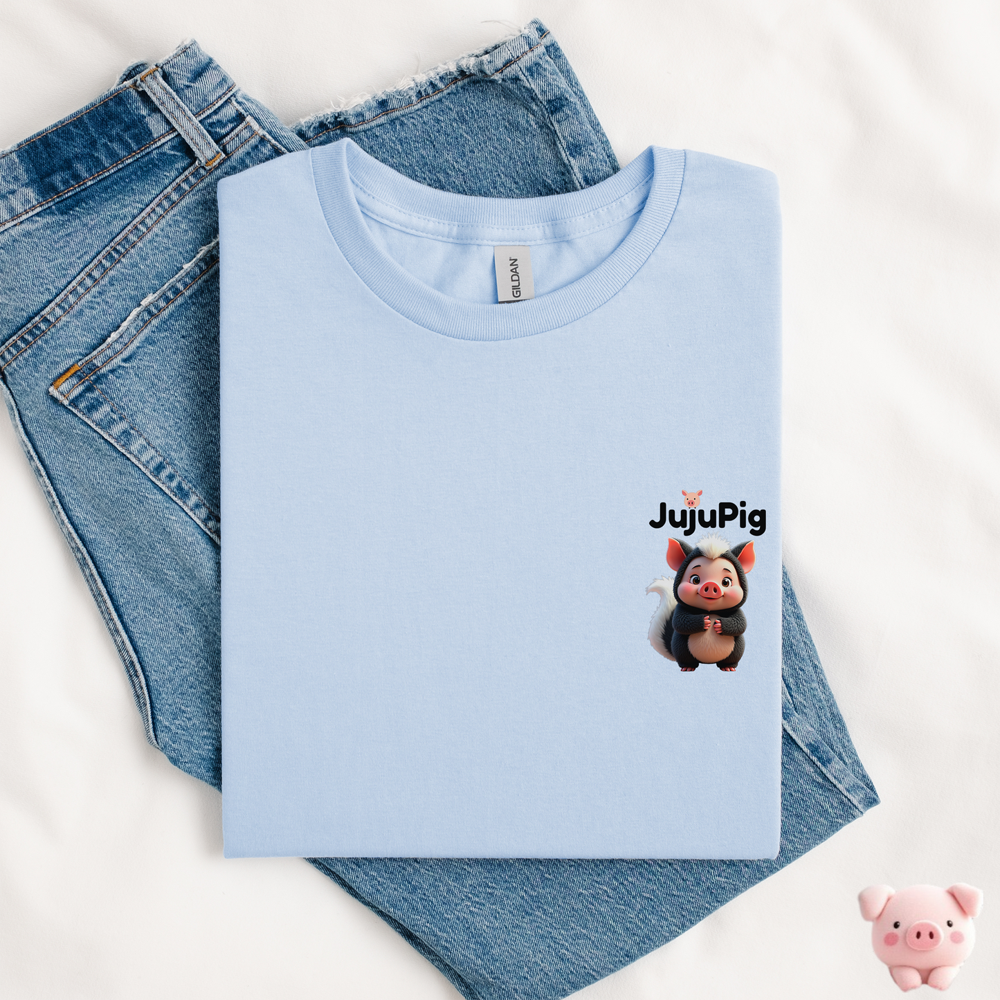 JujuPig Skunk - Kids Unisex Heavy Cotton T-shirt | Graphic Tee for Boys & Girl