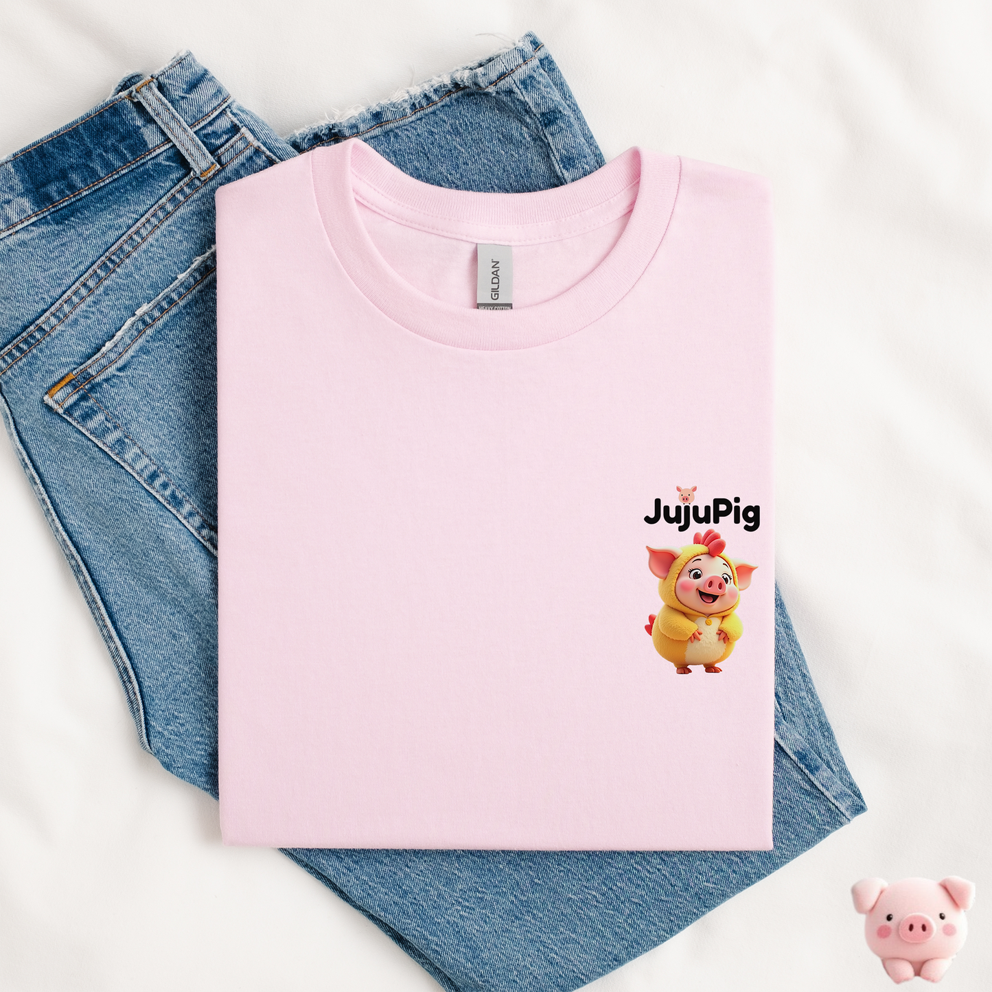 JujuPig Chicken - Kids Unisex Heavy Cotton T-shirt | Graphic Tee for Boys & Girl
