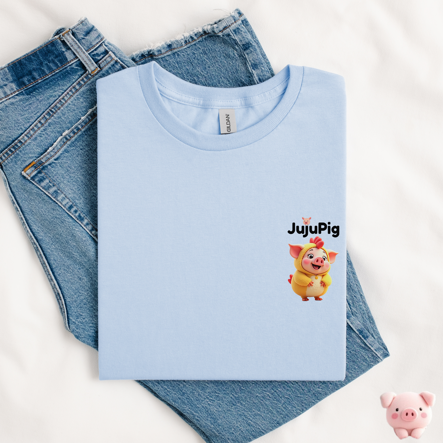 JujuPig Chicken - Kids Unisex Heavy Cotton T-shirt | Graphic Tee for Boys & Girl