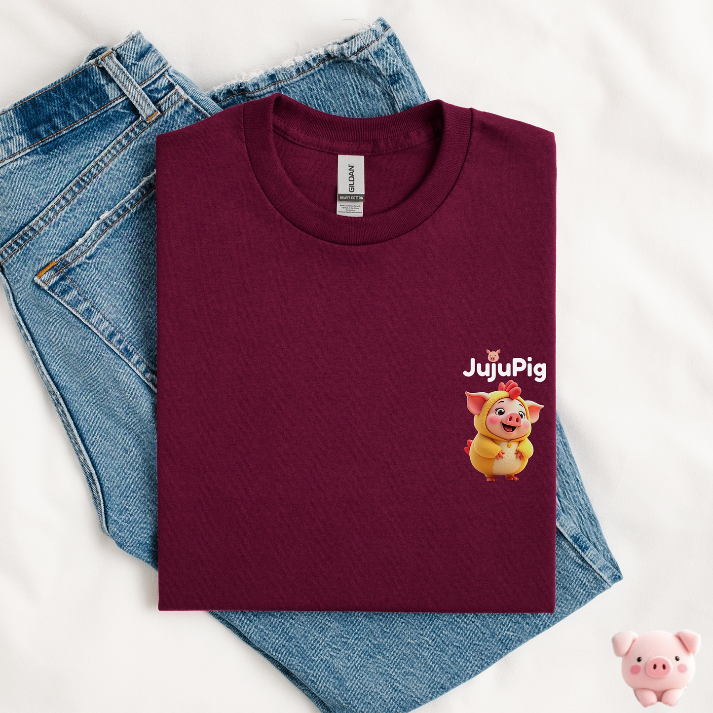JujuPig Chicken - Kids Unisex Heavy Cotton T-shirt | Graphic Tee for Boys & Girl