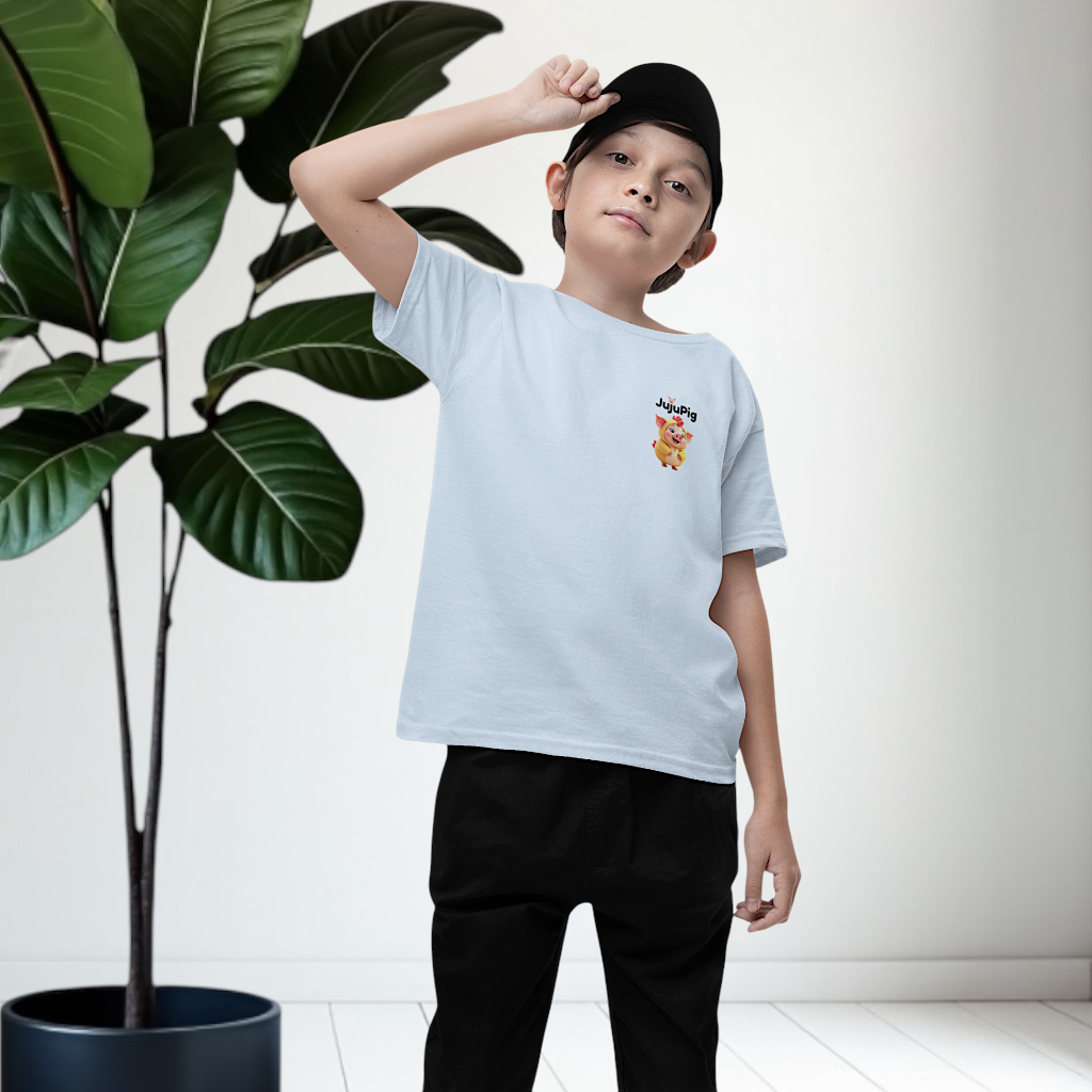 JujuPig Chicken - Kids Unisex Heavy Cotton T-shirt | Graphic Tee for Boys & Girl