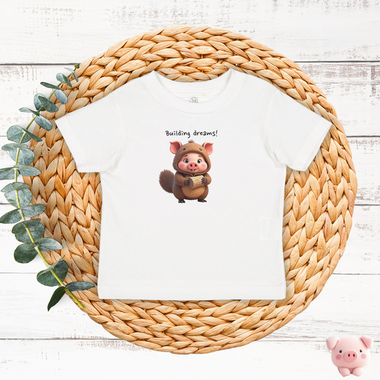 JujuPig Beaver - Infant Fine Jersey T-shirt | Cute Graphic T-shirt for Baby Boys & Girls