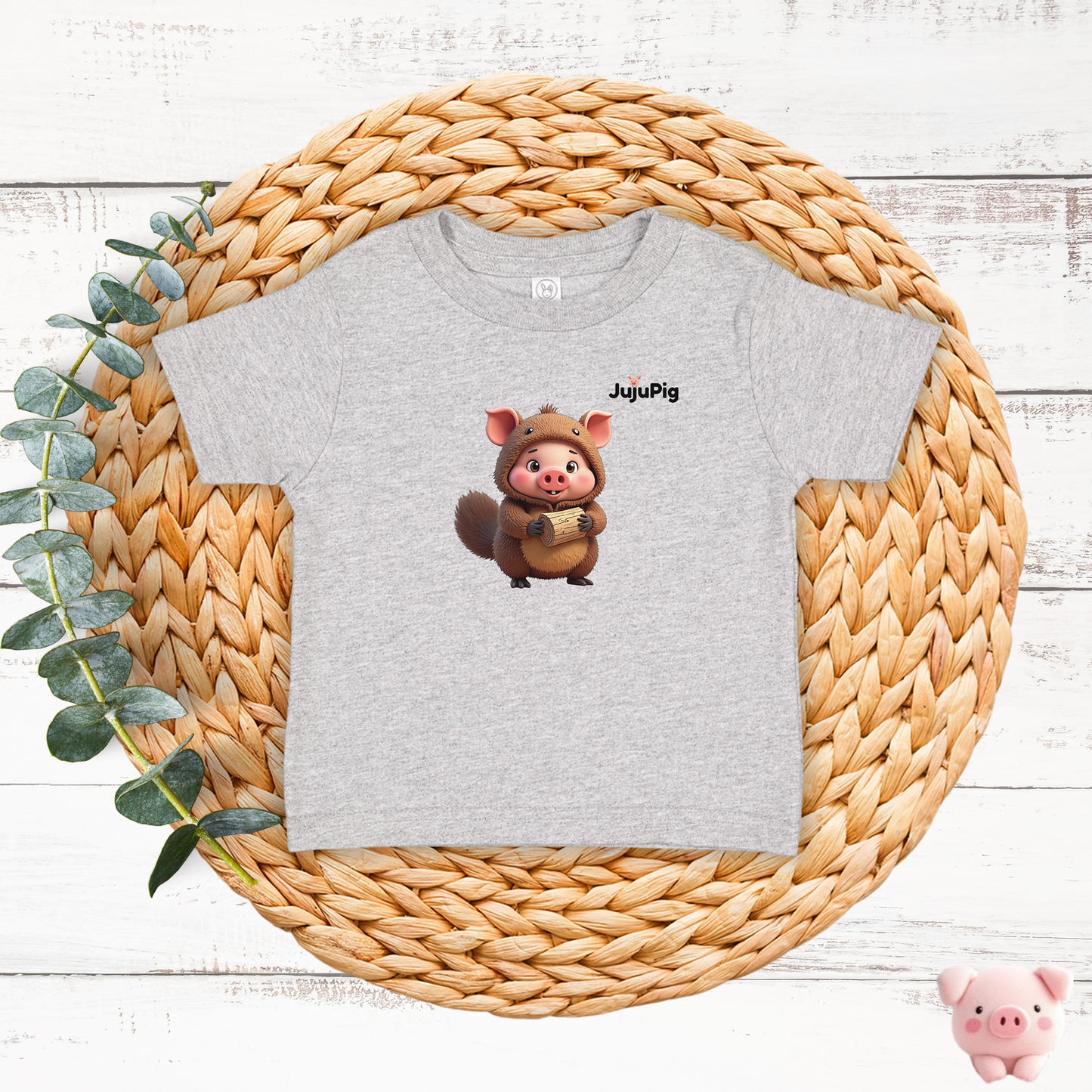 JujuPig Beaver - Infant Fine Jersey T-shirt | Cute Graphic Tee for Baby Boys & Girls