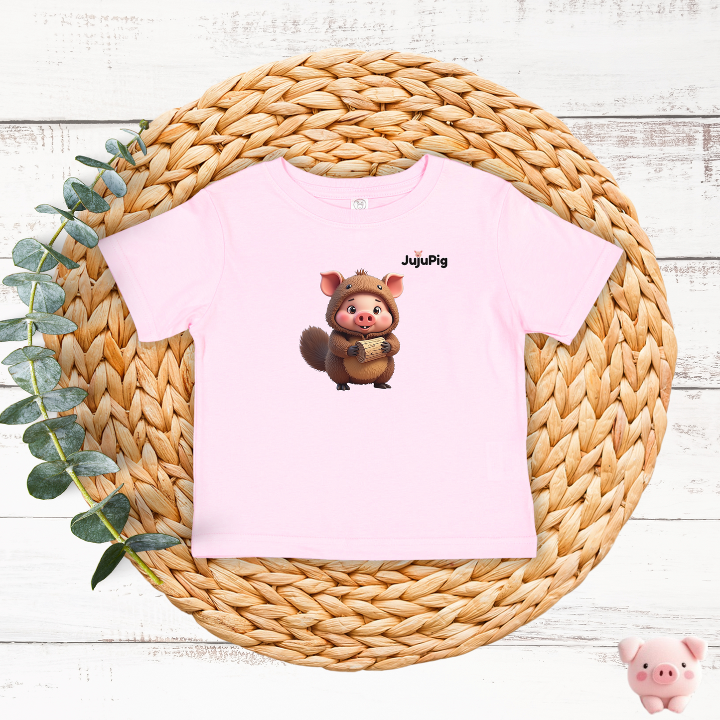 JujuPig Beaver - Infant Fine Jersey T-shirt | Cute Graphic Tee for Baby Boys & Girls