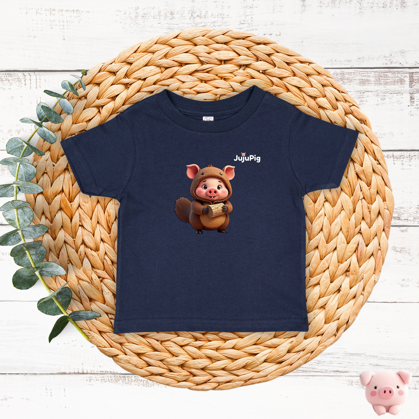 JujuPig Beaver - Infant Fine Jersey T-shirt | Cute Graphic Tee for Baby Boys & Girls
