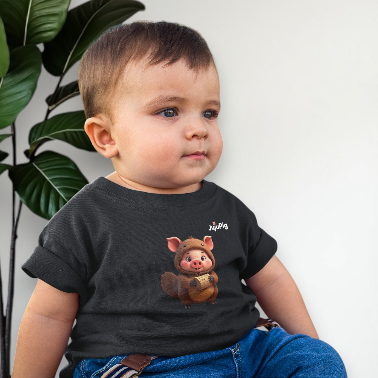 JujuPig Beaver - Infant Fine Jersey T-shirt | Cute Graphic Tee for Baby Boys & Girls