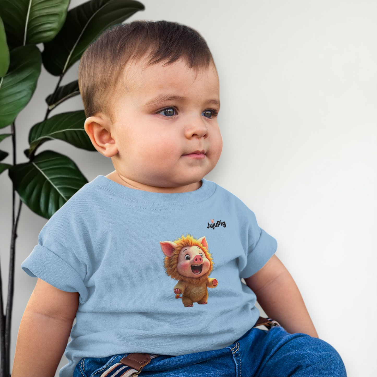 JujuPig Lion - Infant Fine Jersey T-shirt | Cute Graphic Tee for Baby Boys & Girls