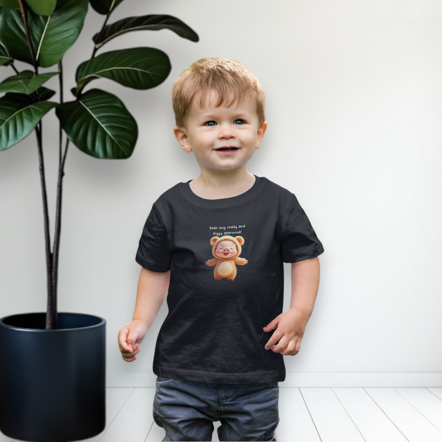 JujuPig Teddy Bear - Toddler Fine Jersey T-shirt | Cute Graphic Tee for Baby Boys & Girls