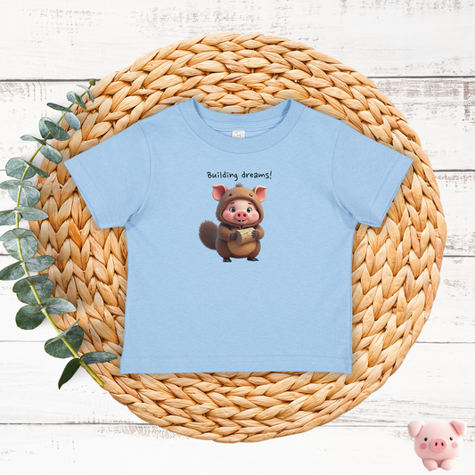JujuPig Beaver - Toddler's Fine Jersey T-shirt | Cute Graphic T-shirt for Baby Boys & Girls