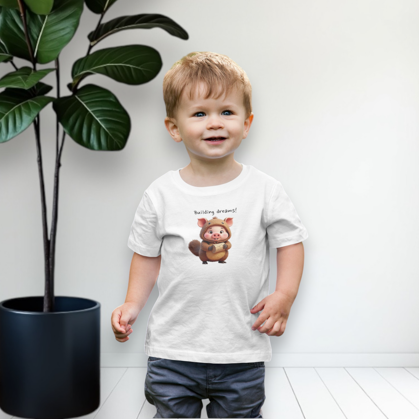 JujuPig Beaver - Toddler's Fine Jersey T-shirt | Cute Graphic T-shirt for Baby Boys & Girls