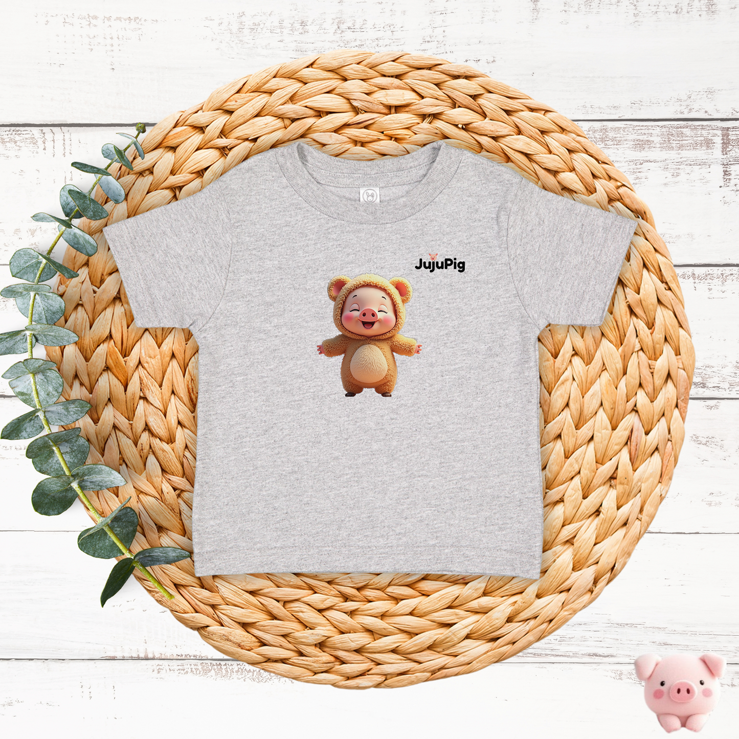 JujuPig Teddy Bear - Toddler Fine Jersey T-shirt | Cute Graphic Tee for Baby Boys & Girls