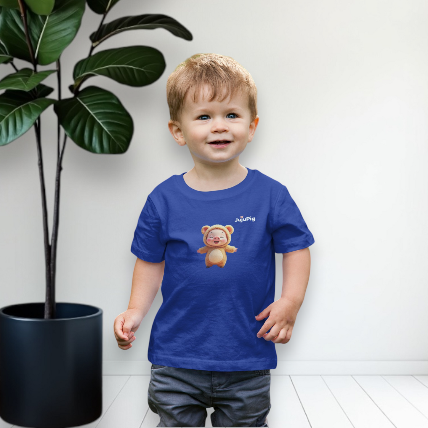 JujuPig Teddy Bear - Toddler Fine Jersey T-shirt | Cute Graphic Tee for Baby Boys & Girls