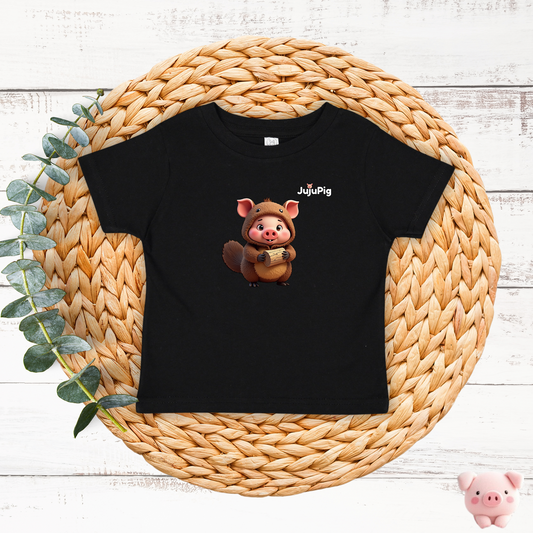 JujuPig Beaver - Toddler's Fine Jersey Tee | Cute Graphic Tee for Baby Boys & Girls