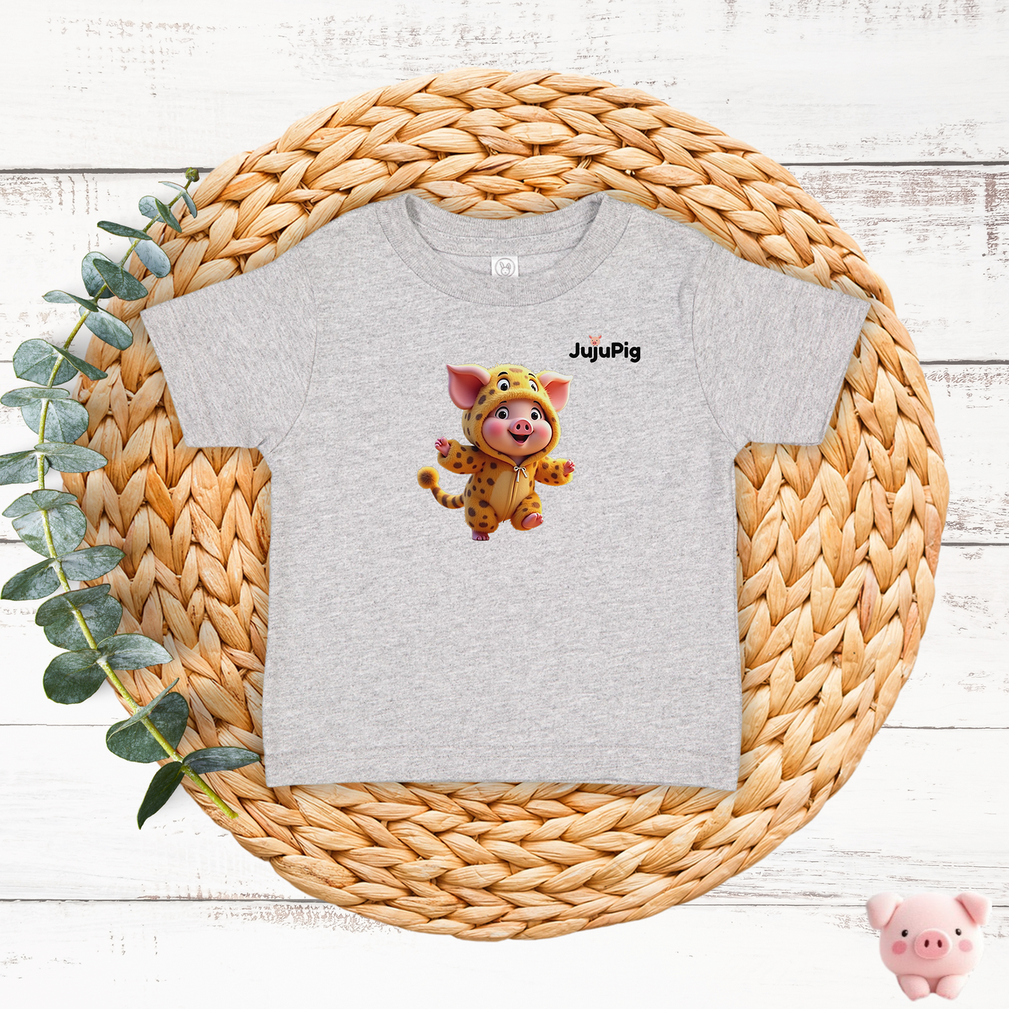 JujuPig Cheetah - Toddler Fine Jersey T-shirt | Cute Graphic Tee for Baby Boys & Girls