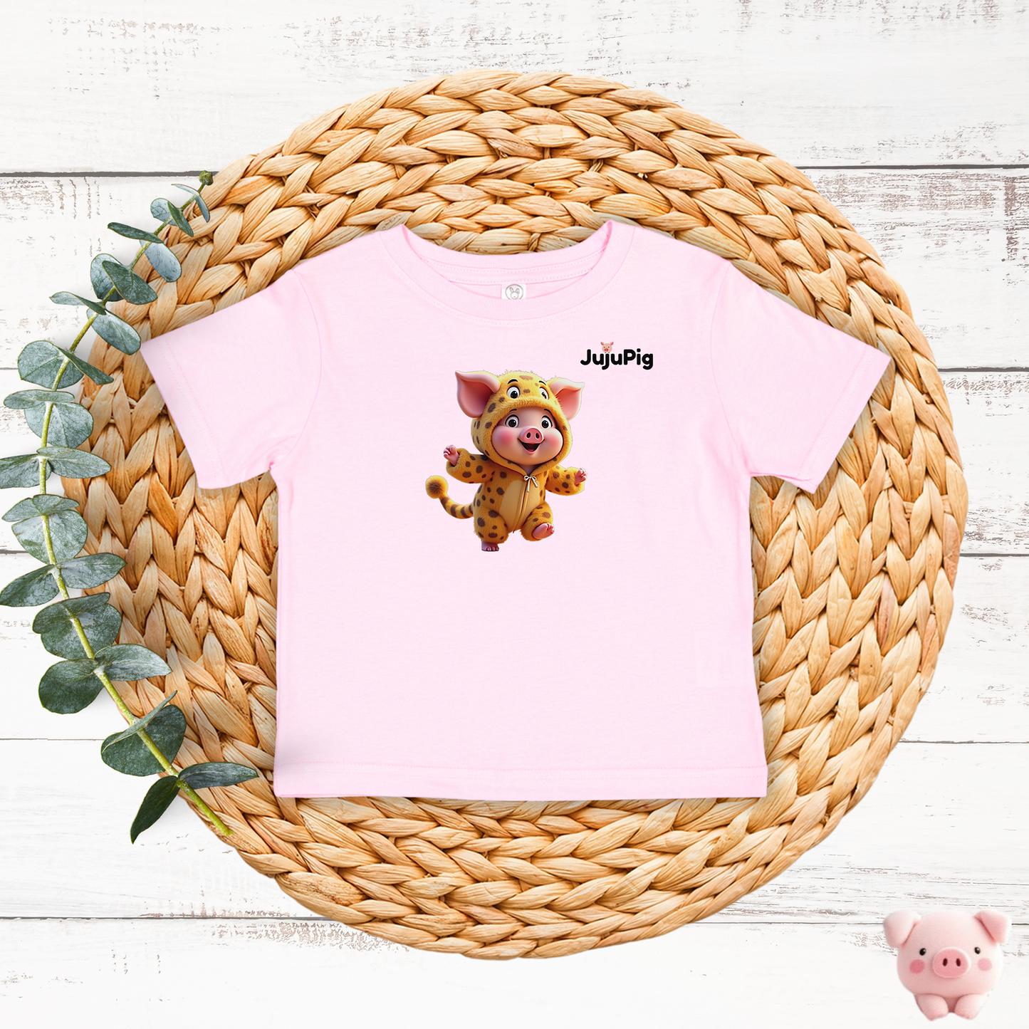JujuPig Cheetah - Toddler Fine Jersey T-shirt | Cute Graphic Tee for Baby Boys & Girls