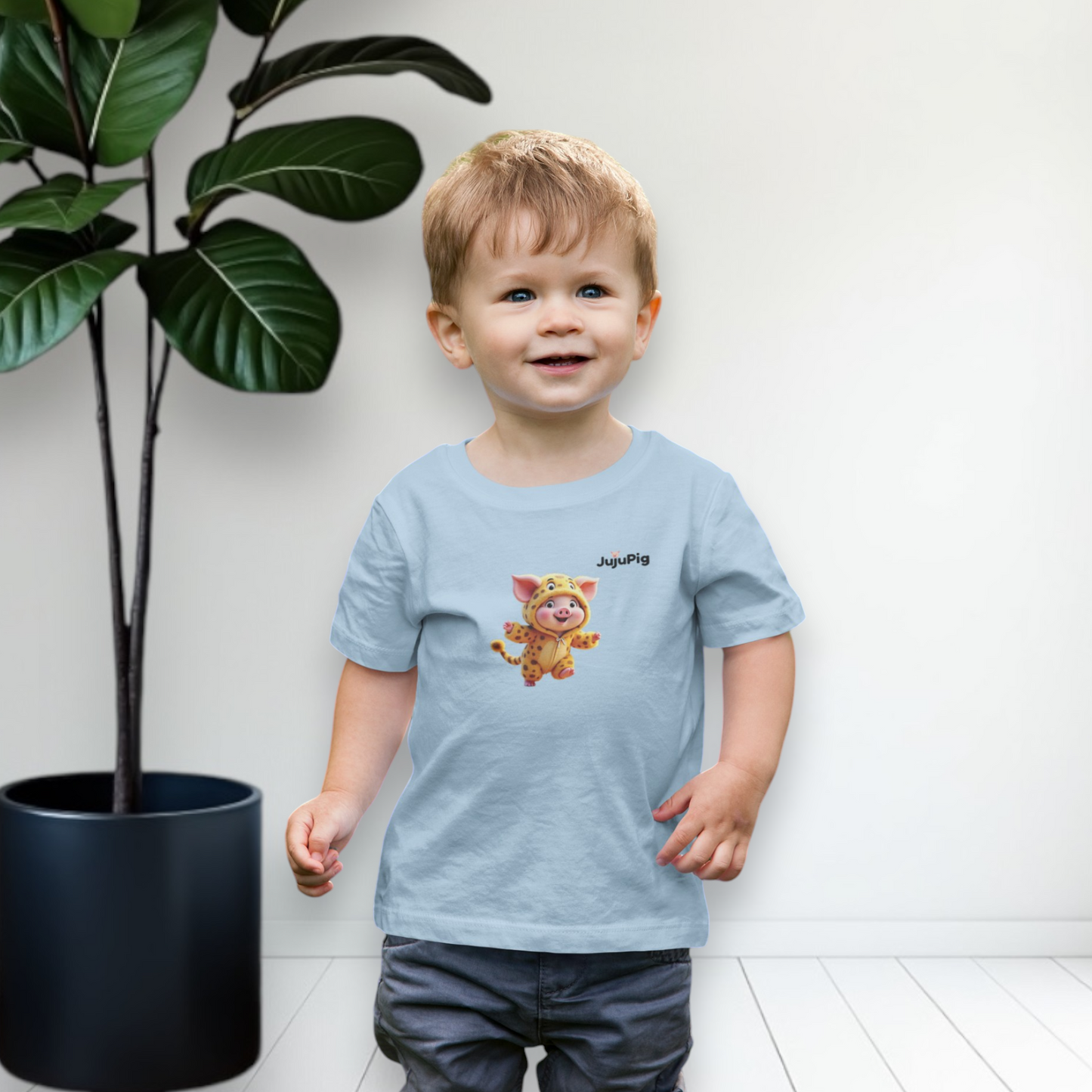 JujuPig Cheetah - Toddler Fine Jersey T-shirt | Cute Graphic Tee for Baby Boys & Girls
