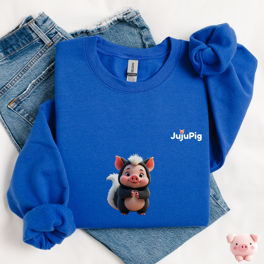 JujuPig Skunk - Kids Unisex Crewneck Sweatshirt | Graphic Sweatshirts for Boys & Girls
