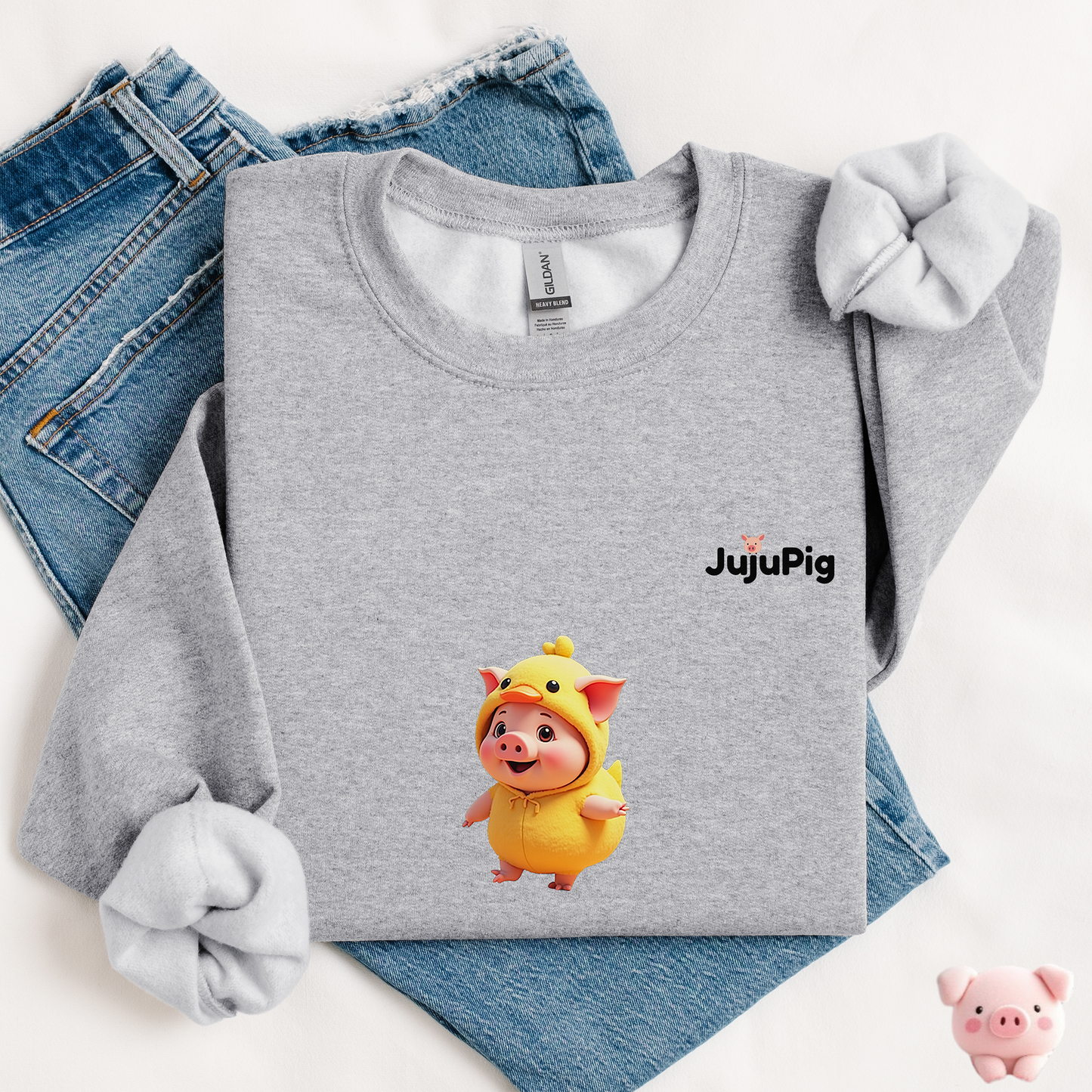 JujuPig Duck - Kids Unisex Crewneck Sweatshirt | Graphic Sweatshirts for Boys & Girls