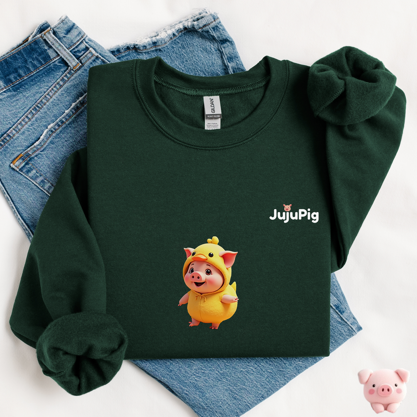 JujuPig Duck - Kids Unisex Crewneck Sweatshirt | Graphic Sweatshirts for Boys & Girls