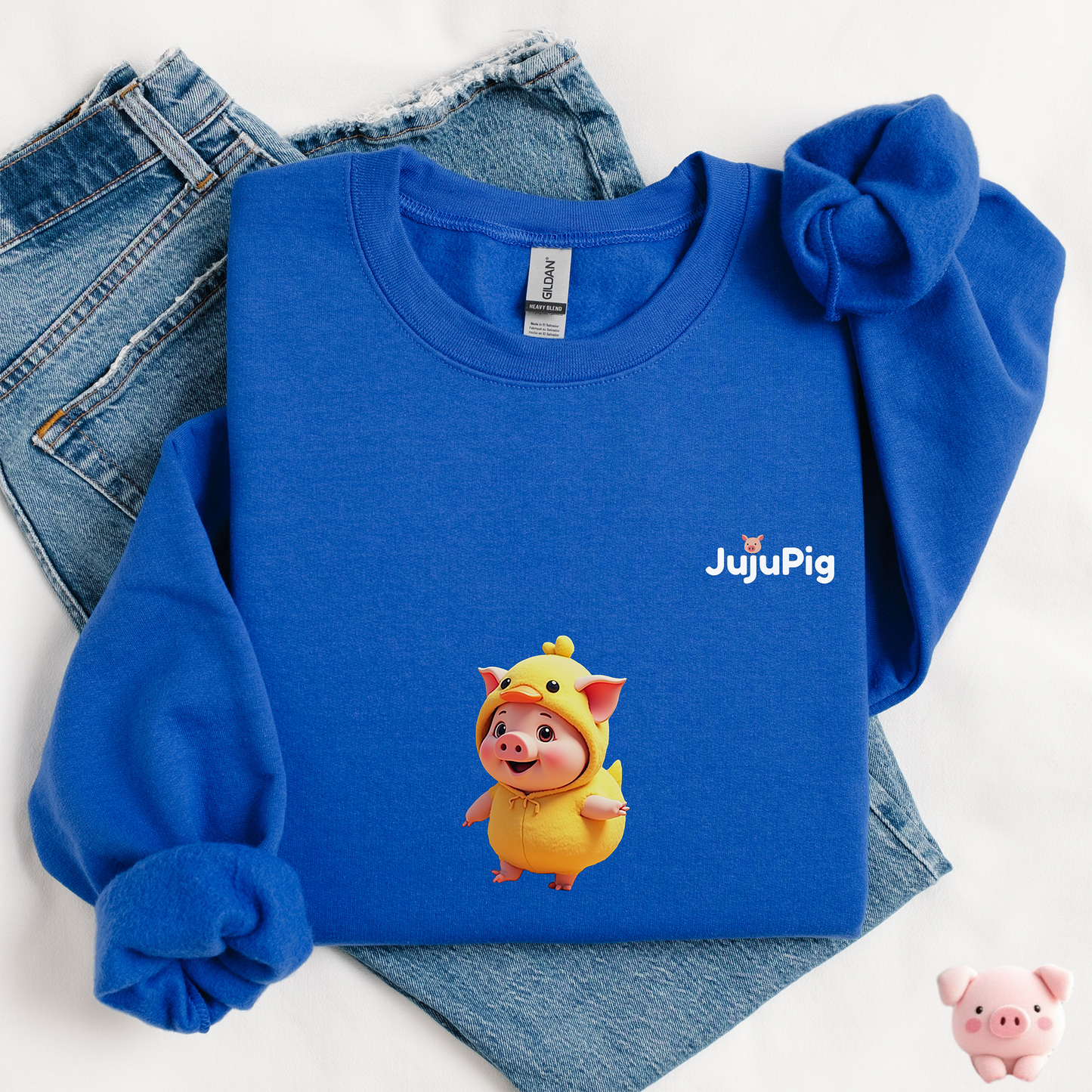JujuPig Duck - Kids Unisex Crewneck Sweatshirt | Graphic Sweatshirts for Boys & Girls