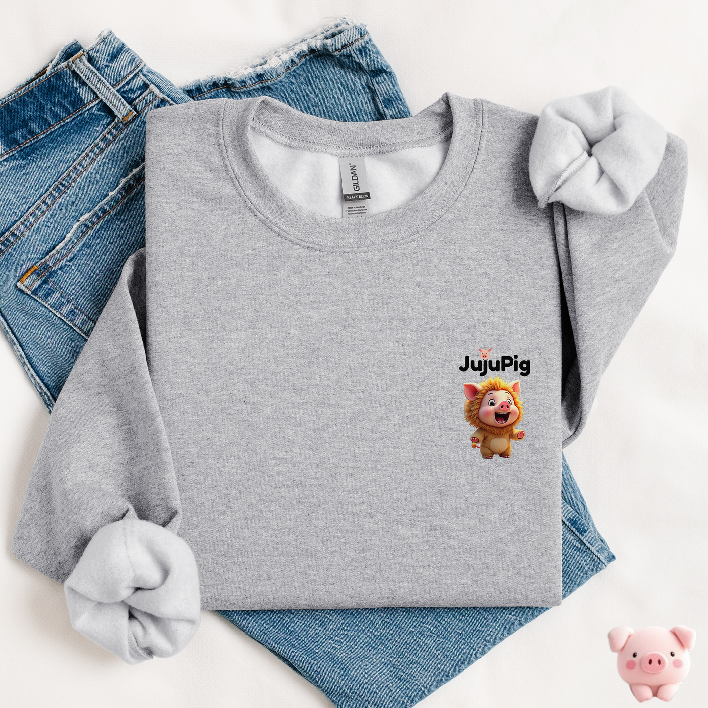 JujuPig Lion - Kids Unisex Crewneck Sweatshirt | Graphic Sweatshirts for Boys & Girls