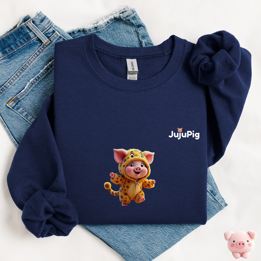JujuPig Cheetah - Adult Unisex Crewneck Sweatshirt | Graphic Sweatshirt for Men & Women